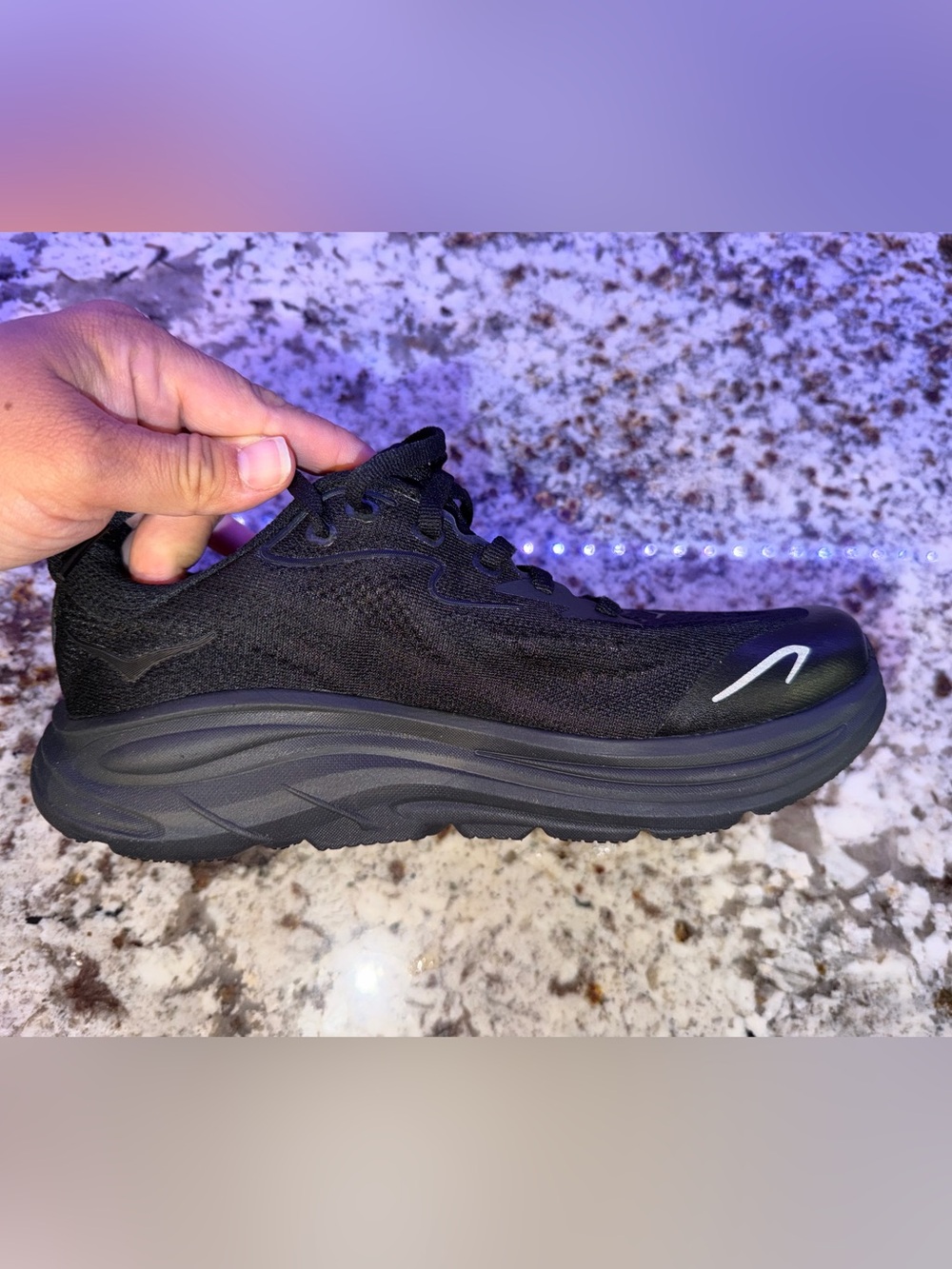 Hoka Youth Black Running Sneaker with Reflective Accent